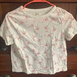 White pink flamingo tee.